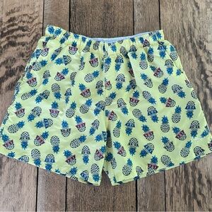 SOUTHERN LURE Men's Printed Swim Trunks - Pineapple Glasses - Yellow Size Medium
